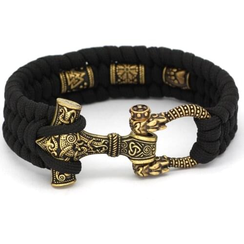 Noric Viking Mjolnir Rune Scandinavian Paracord Braceelt
