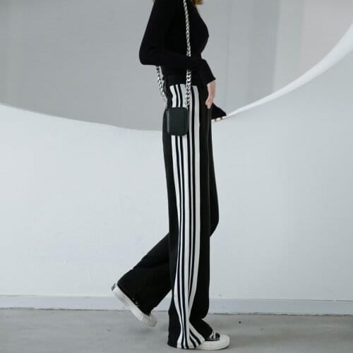Latest Plus Size Women Casual High-Rise Waist Side-Stripe Bootcut Pants Girl Juniors Wide Leg Jeans Ladies Loose Trousers Autumn