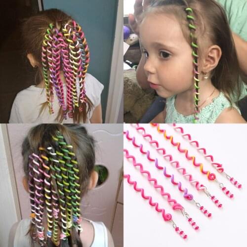 6PCS Rainbow Color Headband Cute Girls Hair band Crystal Long Elastic Hair Bands Headwear Hair Accessories Random Color