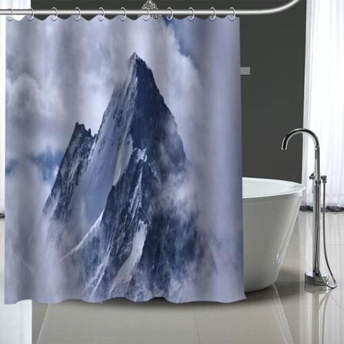 Custom High Quality Winter-Mountains Shower Curtains Bath Products Bathroom Decor Waterproof Polyester With 12 Pcs Hooks