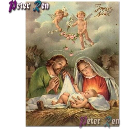 Birth Of Jesus Christ 5D DIY Diamond Painting cross stitch religion Full square round drill mosaic Diamond embroidery Home Decor