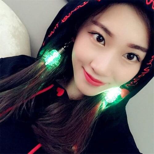 100Pair/Lot Flash Earrings LED Intermittent Flashing Colorful Light Bulb Earrings Dance Party Supplies For Women