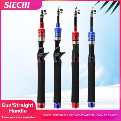 SIECHI Short Telescopic Lure Fishing Rod Carbon Fiber 1.5/1.8/2.1/2.4M Red/Blue Baitcasting Rod Fishing Tackle
