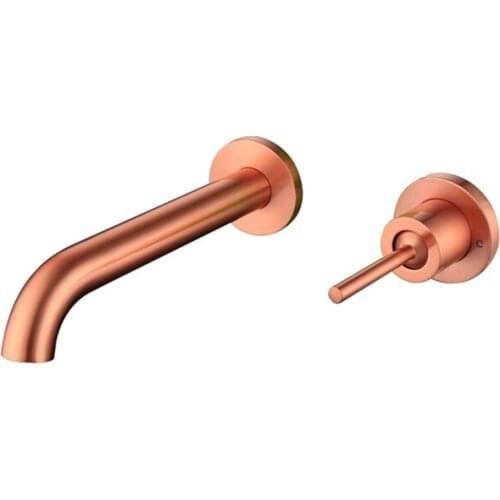 Modern Bathroom Wall Mounted Rose Gold Dual Holes Basin Mixer Faucet