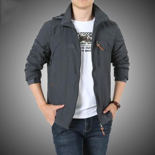 Spring Autumn New Mens Jacket Hooded Windbreaker Thin Coat Men Outdoor Outwears Casual Sports Jacket Military Tactical Clothing
