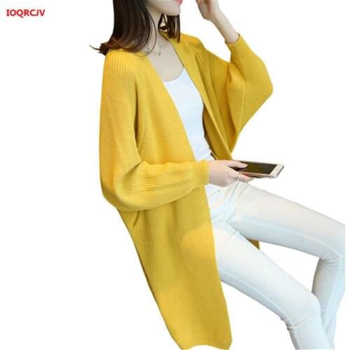 Long Cardigan Female 2019 New Spring Autumn Bat sleeve Knitted Women Sweater Cardigan Loose Tops jumper Long Coat Plus Size W645