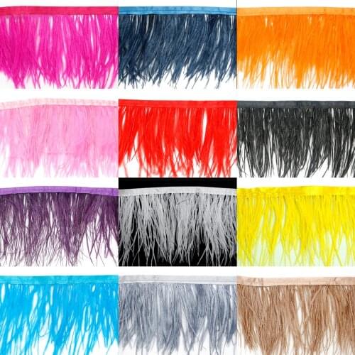 1 Meter/lot Multi Color Long Ostrich Feather Plumes Fringe trim About 8-10cm Feather Boa Stripe for Party Clothing Accessories