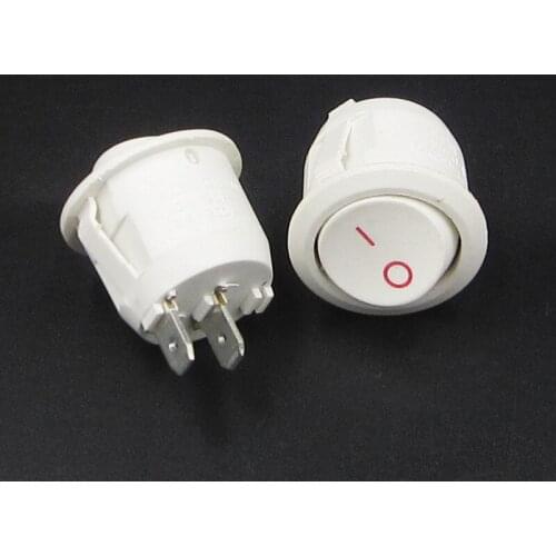 10PCS KCD1-105 ON/OFF 2PIN 10A/125V 6A/250V Round rocker switch 2pin Cover White