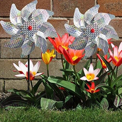 10PCS Bird Repellent Pinwheel Anti Bird Windmill Sparkly Birds Repeller Pinwheels Bird Deterrent for Outdoor Garden Decoration