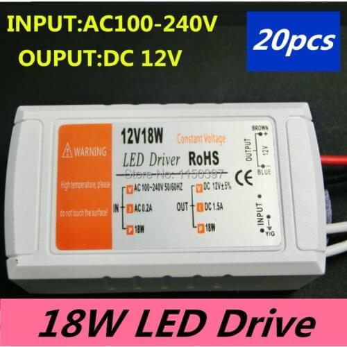 20pcs/lot led driver 12V 1.5A led light transformer LED constant voltage power supply adapter 18W