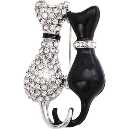 Free Shipping 2019 Cute Strass Broches Crystal Cat Brooch Girls Wholesale Costume Jewelry Brooches X9006