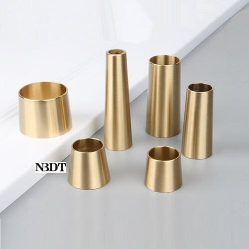 4Pcs Round Brass Taper Tip Cap For Mid-Century Chinese Furniture Table Chair Cabinet Leg Feet Open End