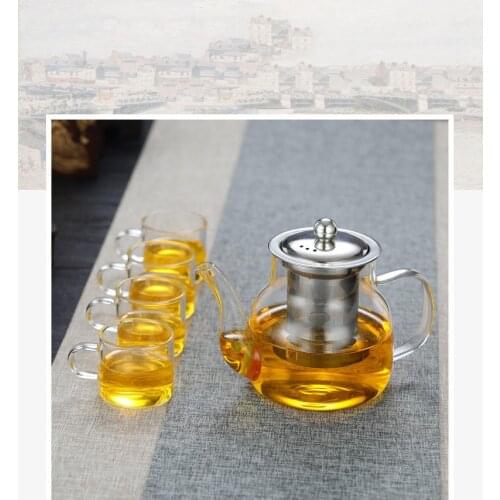 400ml -600ml Good clear borosilicate glass teapot with 304 stainless steel drum filter heat leaf tea kettle pot of tools
