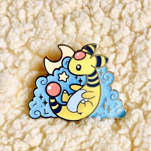 Glisten Anime Pokemon Hard Enanel Pins Cute Moon Clouds Electricity Elves Dragon Medals Cartoon Game Fans Collect Badge Jewelry