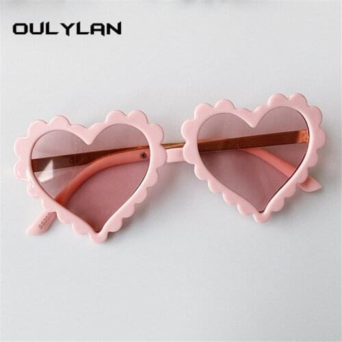Oulylan Baby 2021 Heart Kids Sunglasses Fashion New Lovely Plastic Pink Sun Glasses Girls Boys UV400 Sunglass