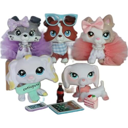 Pets ELK Collie Tiramisu Collie Coffee Collie Peach Dachshund Banana Cocker Spaniel Collect Set with Accessories Lot Kids Gift