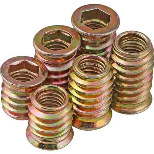 10pcs/20pcs M6 M8 M10 Zinc Alloy Iron Inside Carbon Steel Hex Socket Drive Insert Nuts Threaded