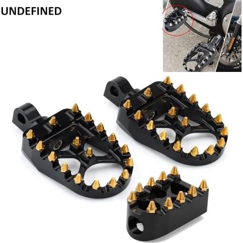 Golden MX Style Foot Pegs Wide Footrests Pedals Gear Brake Shifter Peg For Harley Dyna Fatboy Street Bob Sportster 883 Bobber