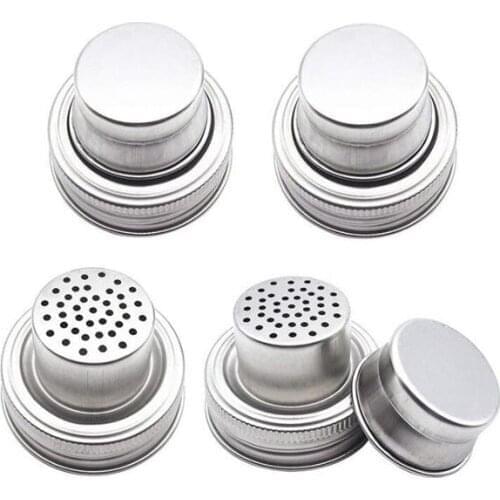 Mason Jar Shaker Lids Stainless Steel Regular Mouth Mason Canning Jars Rust Proof Cocktail Shaker Dry Rub Cocktail 70mm