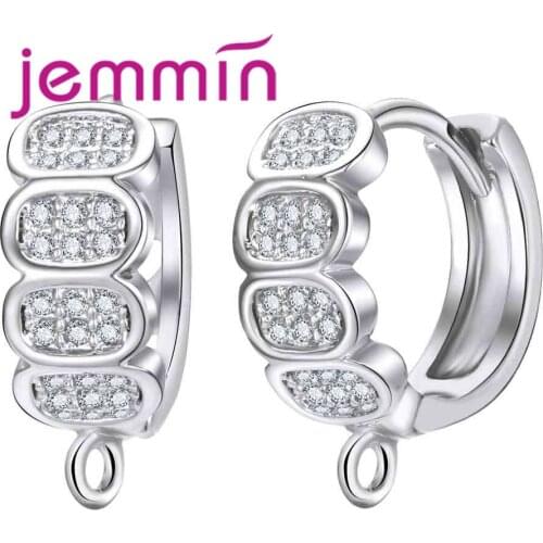 Creative Austrian Crystal Hoop Earring Findings For Women DIY Earrings Jewelry Connector Making 100% 925 Sterling Silver