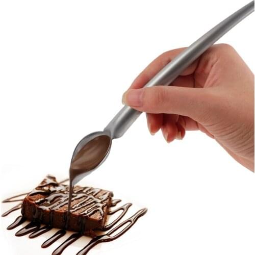 2PCS Stainless Steel Chocolate Spoon Pencil Filter Spoons Cake Decoration Baking Pastry Dessert Tool Kitchen Gadget Accessories