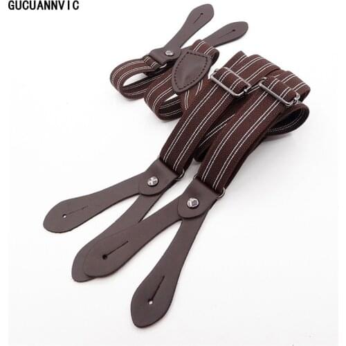 NewHOT fashion 2 choice button men suspenders all-match vintage stripe bib pants mens braces womens suspenders