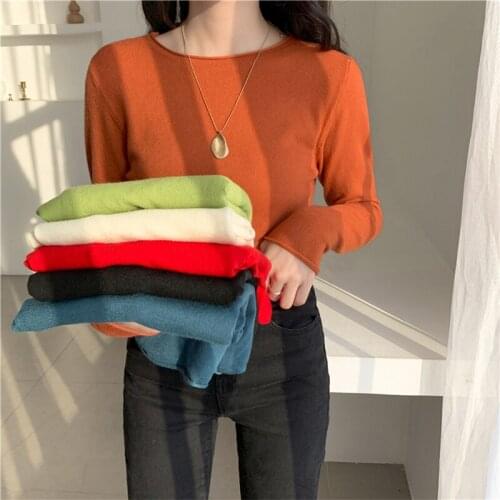 Trendy New Pop Autumn Winter Womens Sweaters Bottoming Elasticity Casual Fashionable Minimalist knitting Tops SW1802