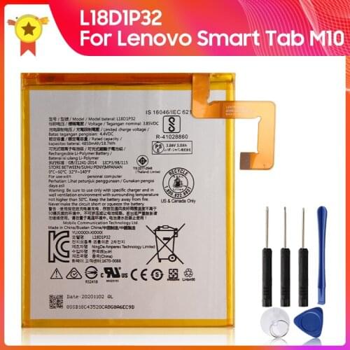 Genuine Replacement Battery L18D1P32 for Lenovo Smart Tab M10 100% Quality Goods + Tools 4850mAh 3501mAh-5000mAh
