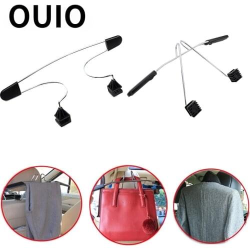 OUIO Car rear seat headrest stainless steel coat hanger for Toyota Avensis c-hr RAV4 Kia Rio Honda civic Hyundai tucson 2017