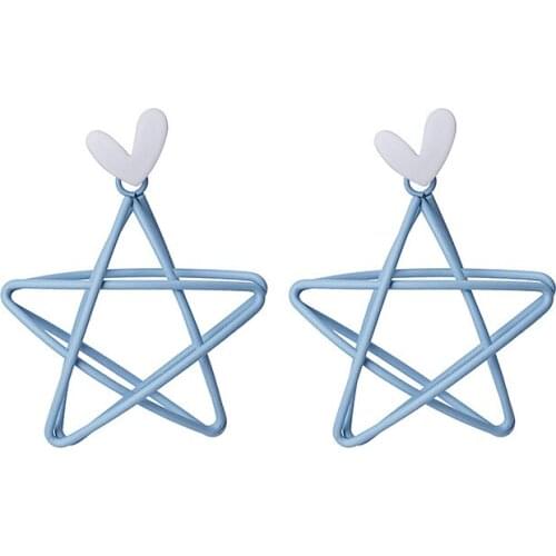 Simple Fashion Earrings Simple Metal Hollow Star Earrings Pin Candy Color Star Day Girl Earring Piercing Clothing Accessories