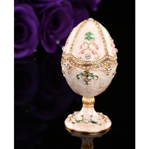 Qifu hot sale Handicraft faberge egg shape metal jewelry box