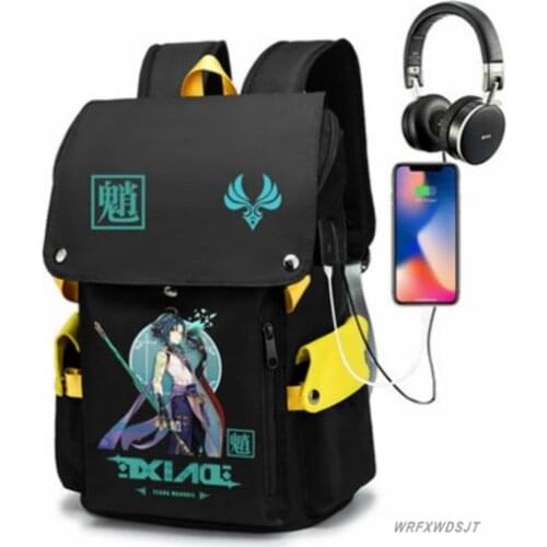 Genshin Impact Zhongli Hutao Mona Tartaglia Backpack Large Capacity School Bag Student Knapsack Rucksack Travel Cosplay Gift