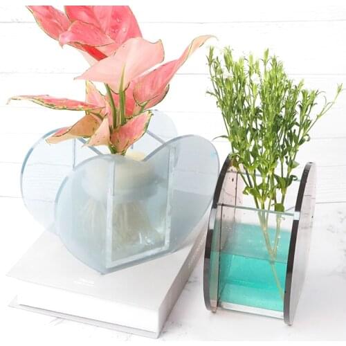 Crystal Epoxy Resin Silicone Mold Vase Storage Box Valentines Day Gift Creative Decoration Hydroponic Flower Arrangement Pot