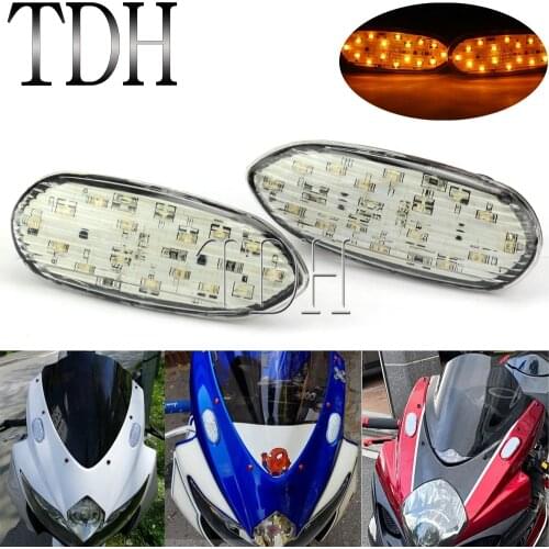 LED Motorcycle Front Turn Signal Lights Motorbike Indicator Amber Light Clear Lens For Suzuki GSXR600 GSXR750 GSX-R 1000 05-16