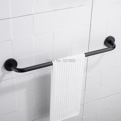 Bathroom 60CM Single Towel Bar Matte Black Finish Wall Mounted Towel Rack Towel Rail Stainless Steel Towel Holder