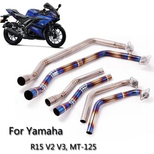 51 mm Header Pipe for Yamaha R15 V2 V3 MT-125 Motorcycle Titanium Alloy Exhaust Pipe Front Mid Slip On Modified