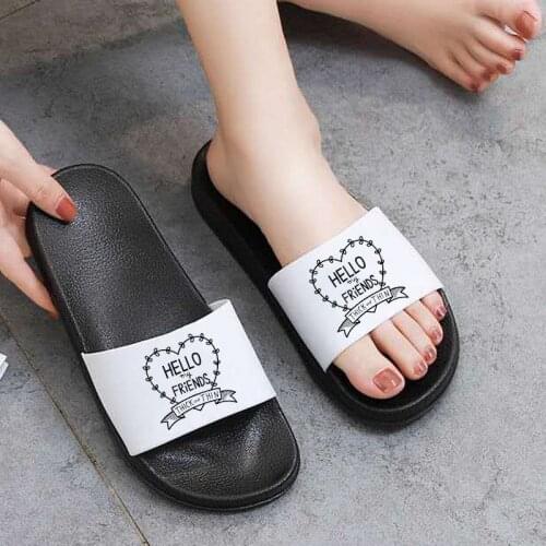 Women Sandals 2021 2021 Letters Best Friend Ladies Slippers Home Non-slip Bathroom Flat Flip Flops Summer Beach Slides Plus Size
