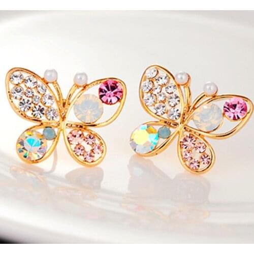 2021 Real Pendientes Aros Edition Female Jewelry Pearl Butterfly Hollow Out New Stud Earrings Wholesale Mixed Batch Bowknot