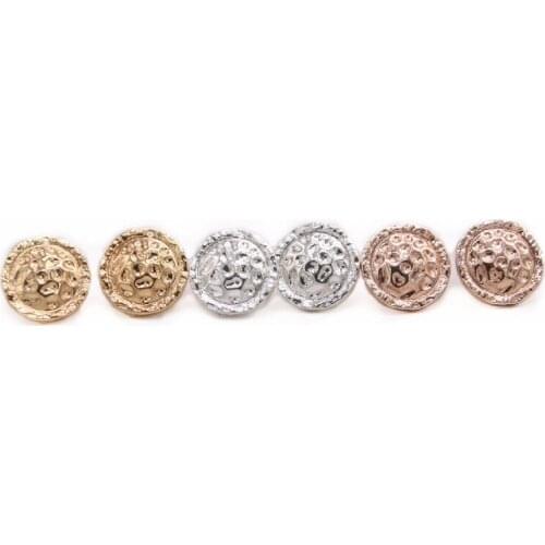 New Fashion Round Stud Earring Creative design Hammer point surface design Gold White Rose Three Color Optional For Women