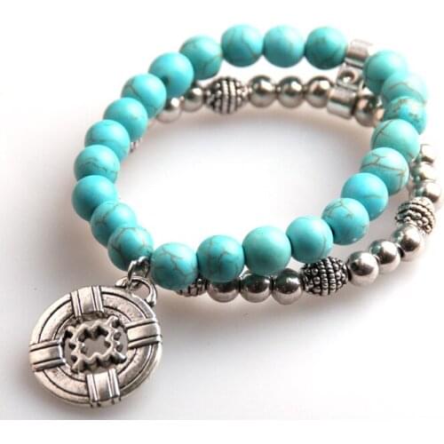 Free Shipping Fashion 8mm Semi precious Stone Bead & alloy beads Women bracelet Cross Charm Bracelets holiday gift