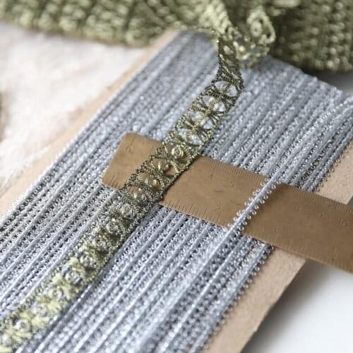 1M Latest Silver Gold Lace Fabric High Quality Ribbon Curtain Guipure Lace Material Sewing Trimming For Clothing Decoration QZ51
