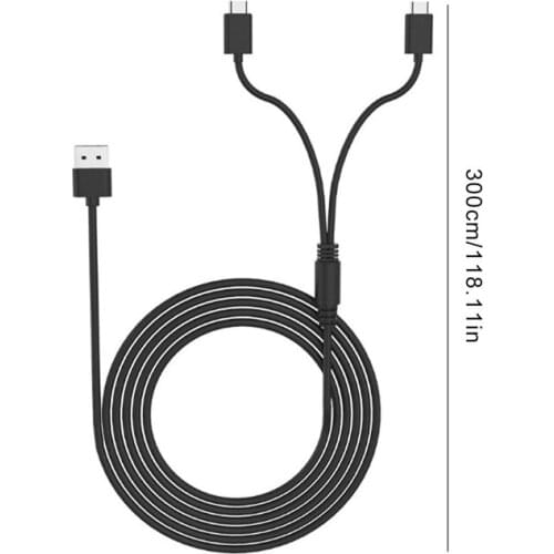 10FT Charging Cable for PS5 DualSense Wireless Controller 2 in 1 Multiple Charger Cord with 2 Type-C Ports for Two Device