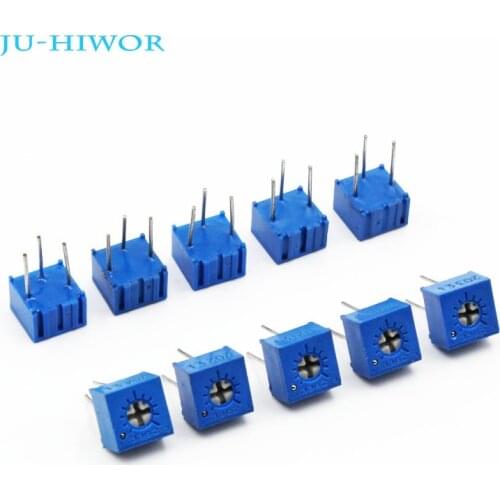 10pcs Potentiometer 3362P 1K-1M Ohm Trimming Potentiometer Variable Resistor 1K 2K 5K 10K 20K 50K 100K 200K 500K 1M Ohm