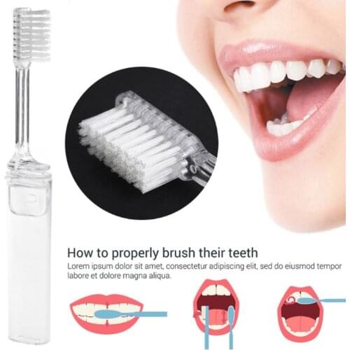 10Pcs Transparent Portable Disposable Plastic Folding Toothbrush Soft Bristles 10x2.5cm