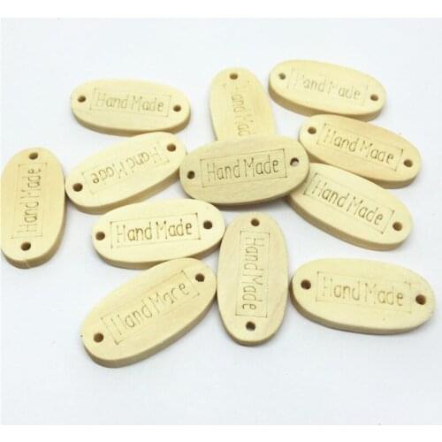 100pcs Natural Wood Handmade Connectors Tags Rectangle Oval Shape Embellishments Craft Decorations With 2 Holes Button