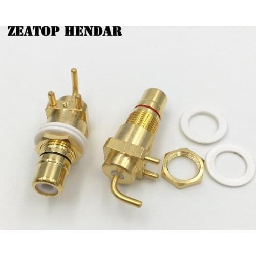 100Pcs High quality Copper Gold Plated RCA Terminal Female Panel Mount Jack Audio 3Pin PCB Board Socket Plug Connector New Type