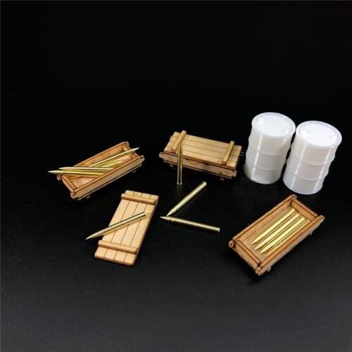 12pcs/set Mini Metal Tank Bullets Cannonball with Ammunition Box Oil Drum Kits for 1/35 75MM Tank Model DIY Parts