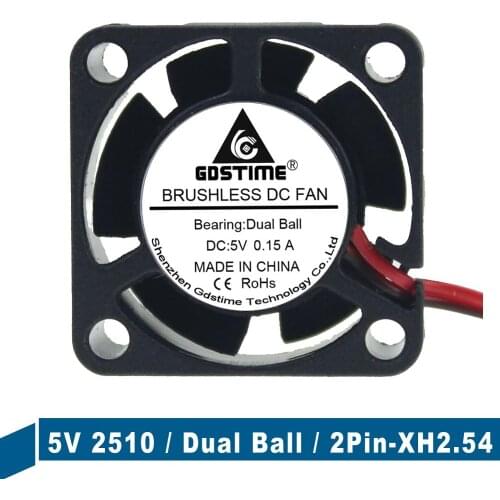 20 pcs Gdstime DC 5V 2Pin 25mm 25x25x10mm Ball Bearing Motor Mini Brushless Cooling Cooler Fan