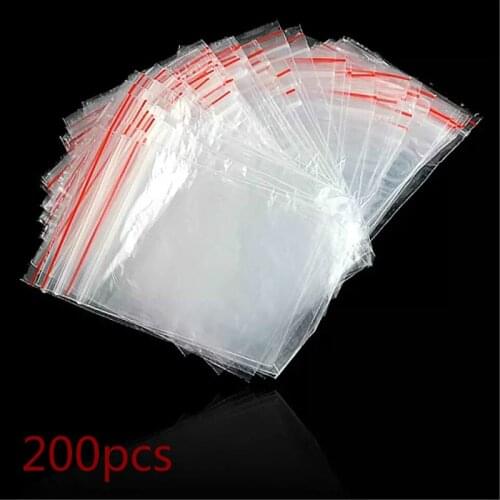200pcs small zipper lock plastic bag closable transparent bag shoe bag vacuum storage bag poly transparent bag thickness 0.05mm