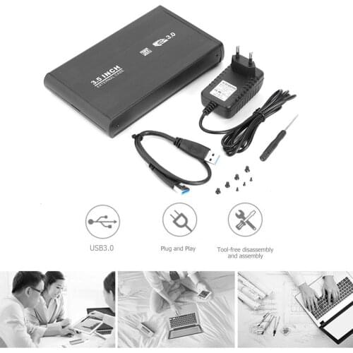 3.5 inch Hard Disk Drive Case SATA to USB3.0 Adapter External HDD Enclosure